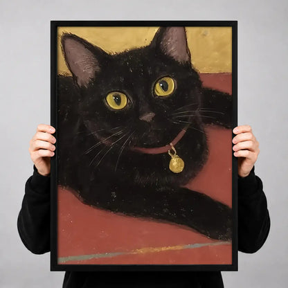 Black Cat with Golden Bell Wall Art 3