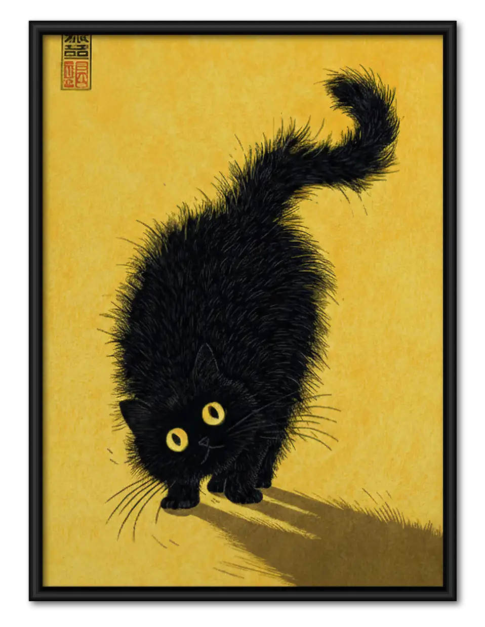 Black Cat with Golden Shadow Wall Art 1