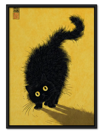 Black Cat with Golden Shadow Wall Art
