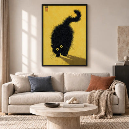 Black Cat with Golden Shadow Wall Art 2