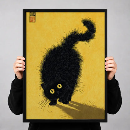Black Cat with Golden Shadow Wall Art 3