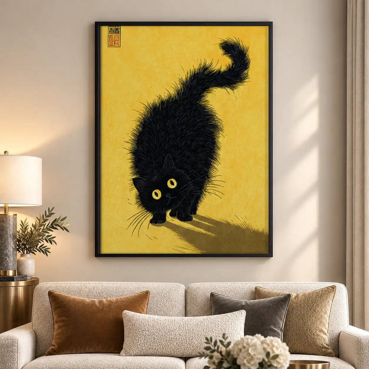 Black Cat with Golden Shadow Wall Art 5