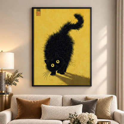 Black Cat with Golden Shadow Wall Art 5