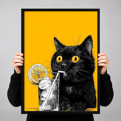 Black Cat with Lemonade Wall Art 3
