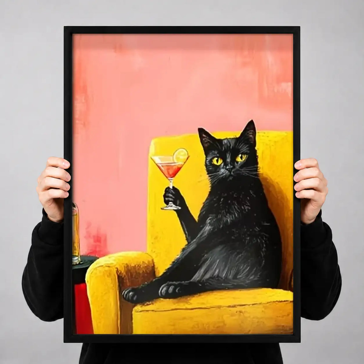 Black Cat with Martini Wall Art 3