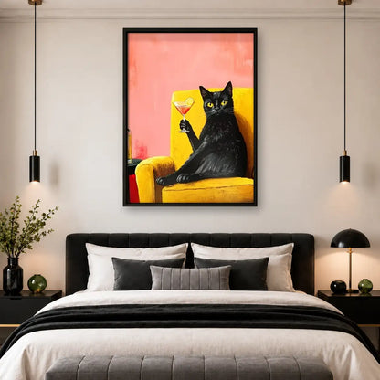 Black Cat with Martini Wall Art 4