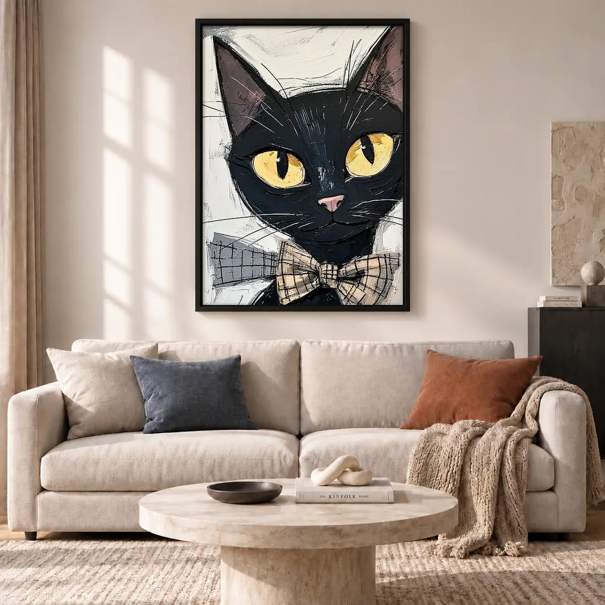 Black Cat with Plaid Bowtie Wall Art 2