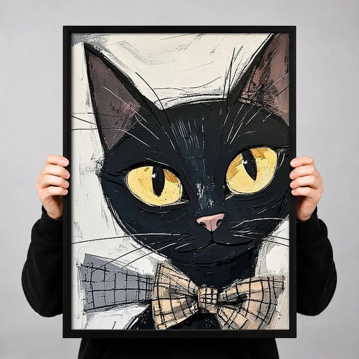 Black Cat with Plaid Bowtie Wall Art 3