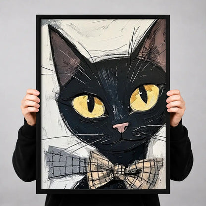 Black Cat with Plaid Bowtie Wall Art 3