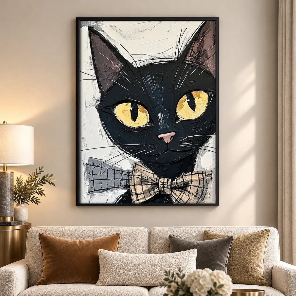Black Cat with Plaid Bowtie Wall Art 5