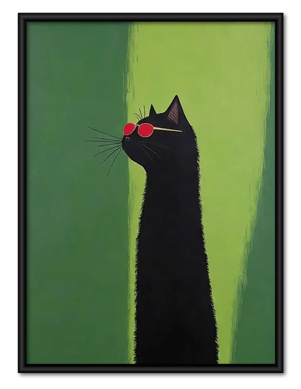 Black Cat with Red Sunglasses Wall Art 1
