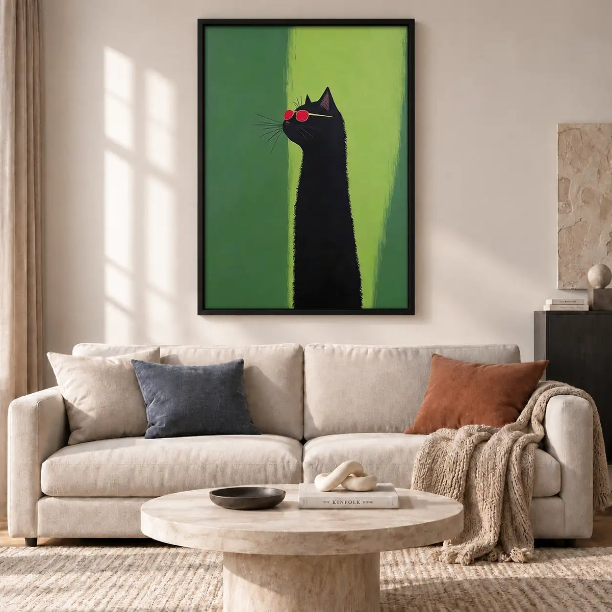 Black Cat with Red Sunglasses Wall Art 2