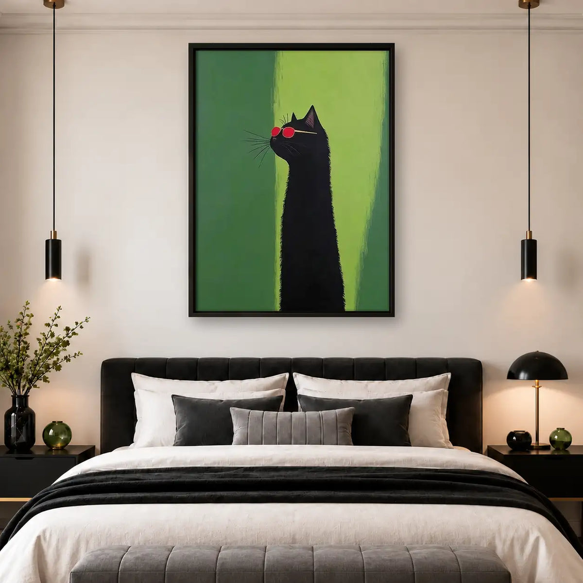 Black Cat with Red Sunglasses Wall Art 4