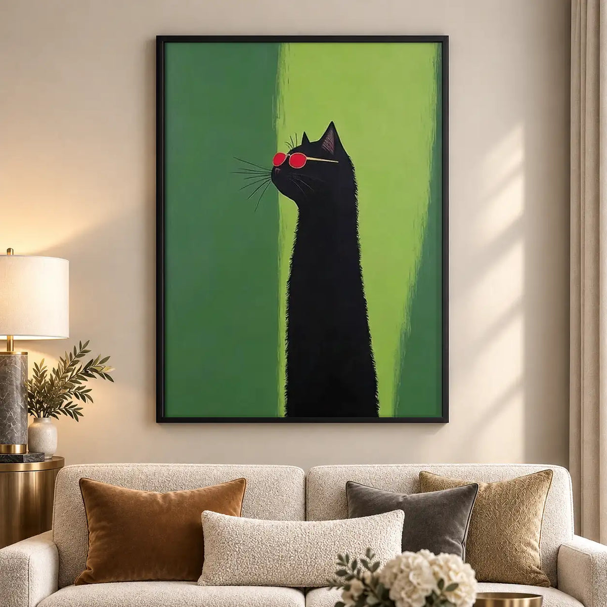 Black Cat with Red Sunglasses Wall Art 5