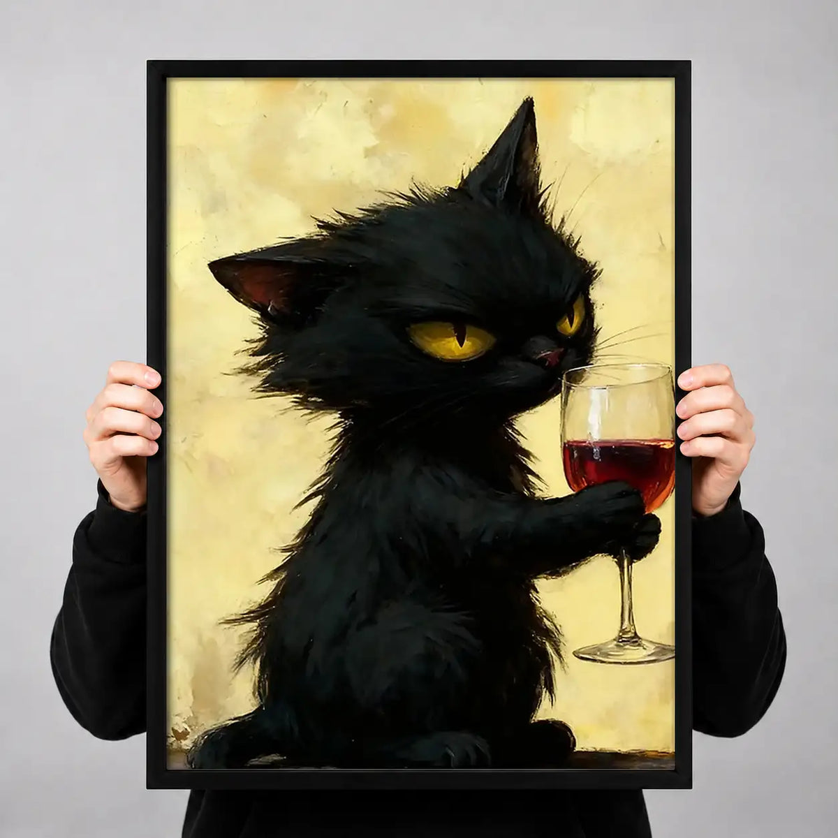 Black Cat with Red Wine Wall Art 3
