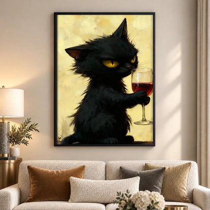 Black Cat with Red Wine Wall Art 5