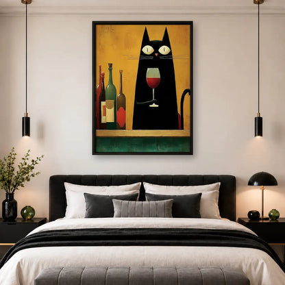 Black Cat with Wine Bottle Wall Art 4