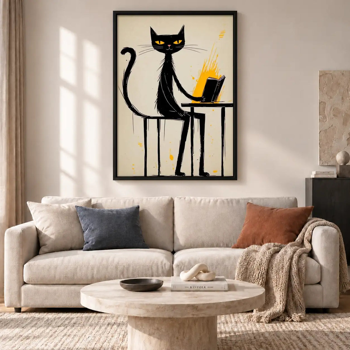 Black Cat Working on Laptop Wall Art 2