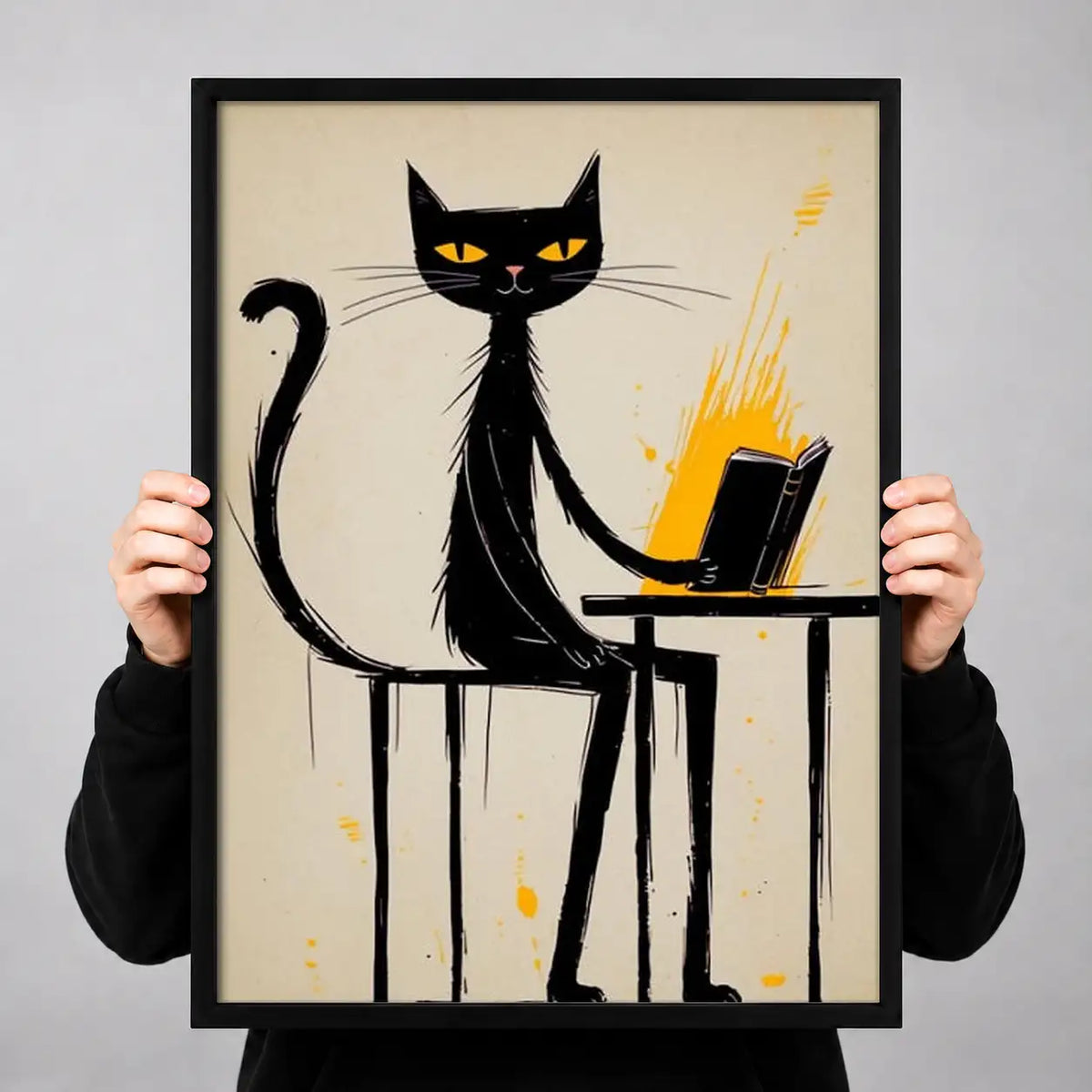 Black Cat Working on Laptop Wall Art 3