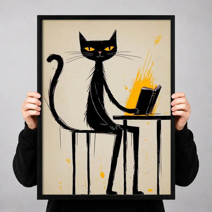 Black Cat Working on Laptop Wall Art 3