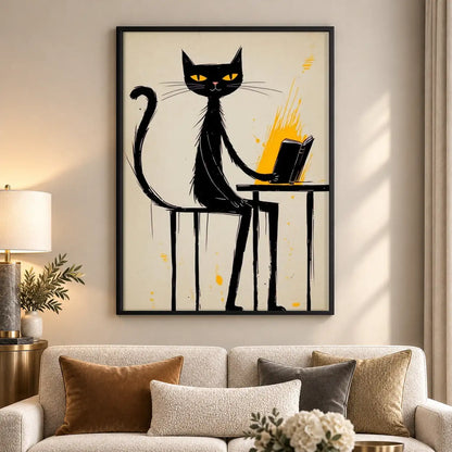 Black Cat Working on Laptop Wall Art 5