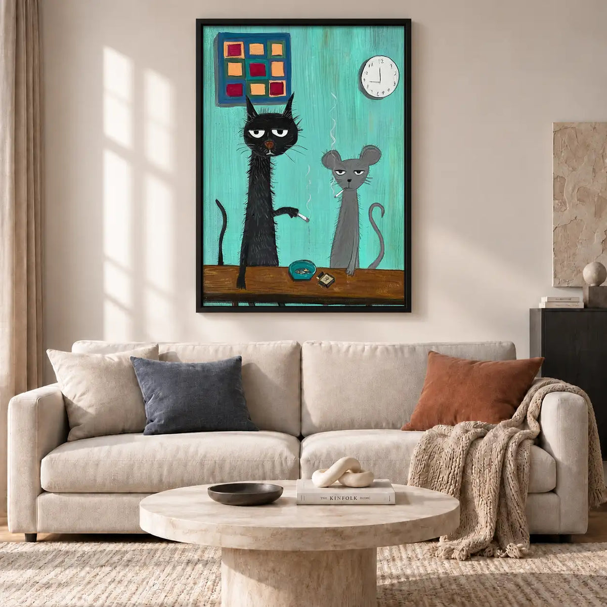 Black Cat Working with Office Mouse Wall Art 2