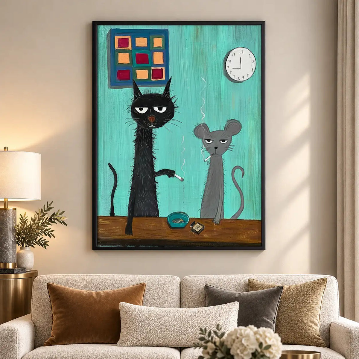 Black Cat Working with Office Mouse Wall Art 5