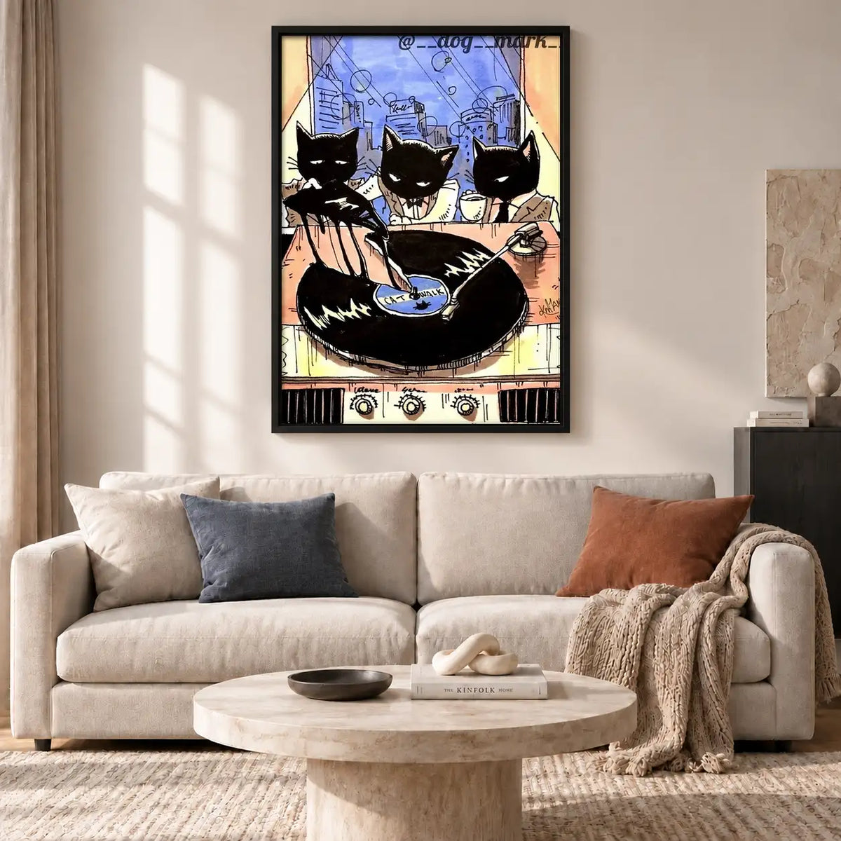 Black Cats Dining at Cafe Wall Art 2