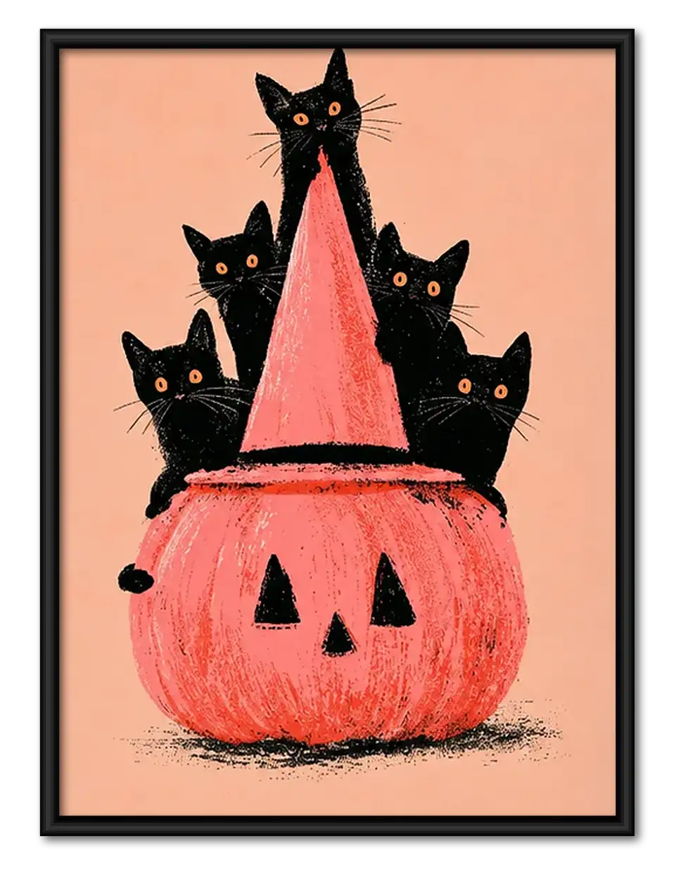 Black Cats in Giant Pumpkin Wall Art 1