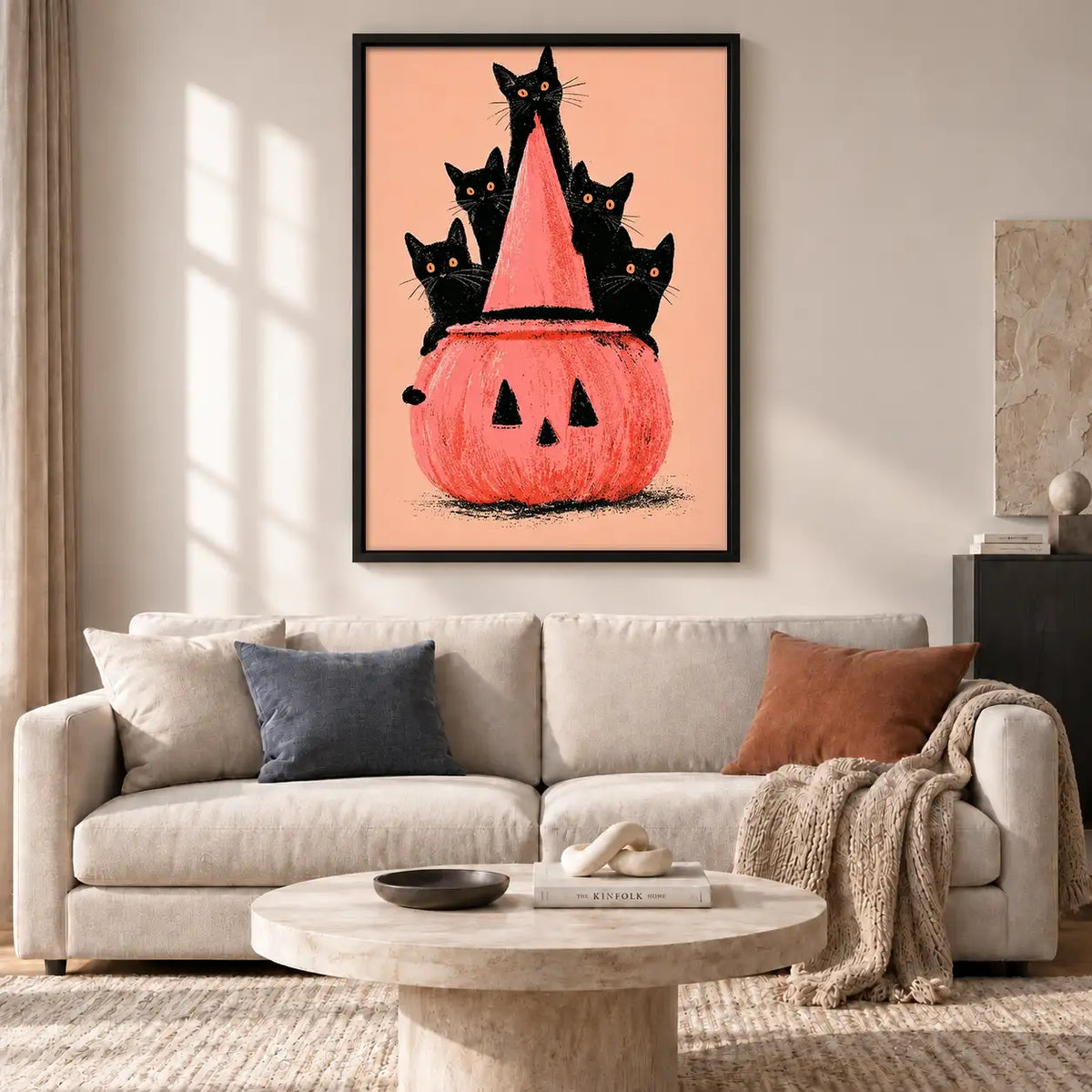 Black Cats in Giant Pumpkin Wall Art 2