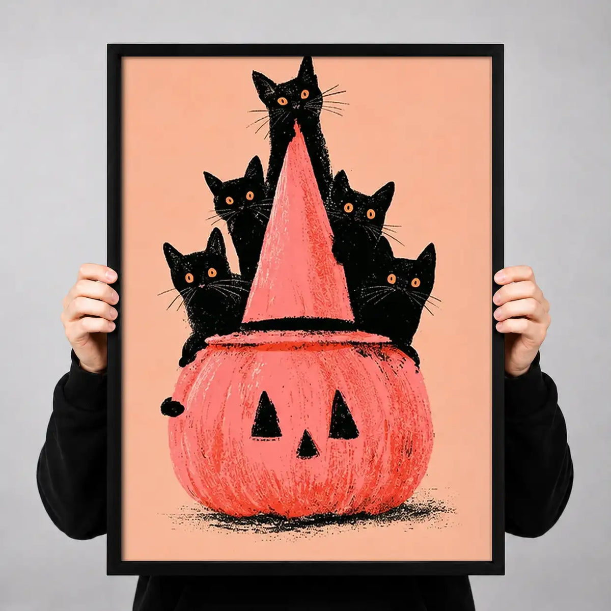 Black Cats in Giant Pumpkin Wall Art 3
