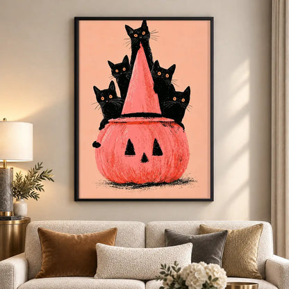Black Cats in Giant Pumpkin Wall Art 5