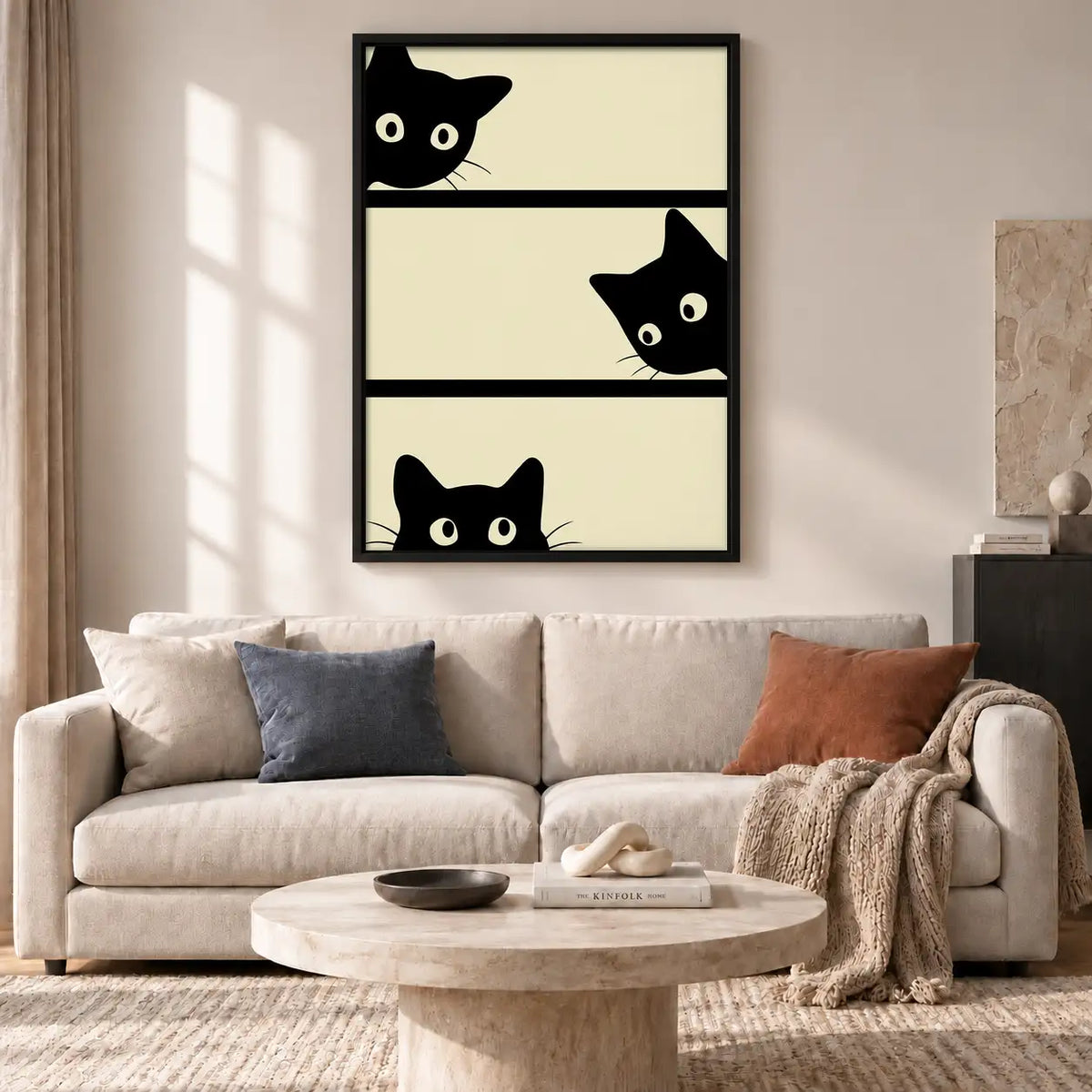 Black Cats Peeking through Panels Wall Art 2