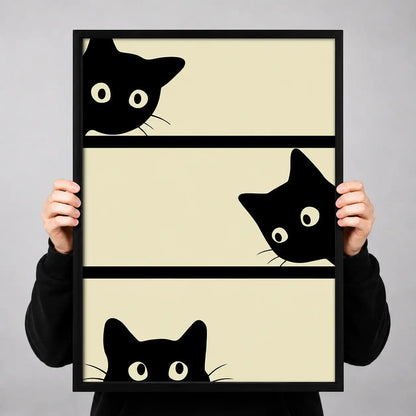 Black Cats Peeking through Panels Wall Art 3