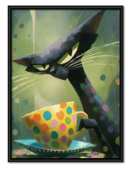 Black Crow with Polka Dot Teacup Wall Art