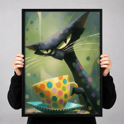 Black Crow with Polka Dot Teacup Wall Art 3