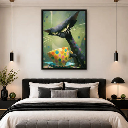Black Crow with Polka Dot Teacup Wall Art 4