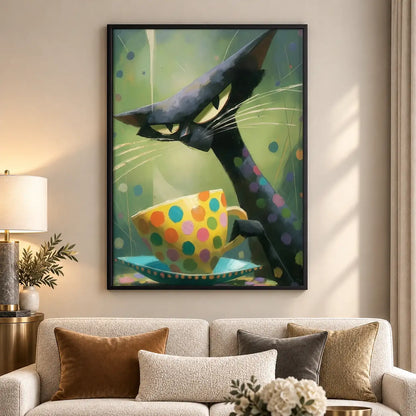 Black Crow with Polka Dot Teacup Wall Art 5