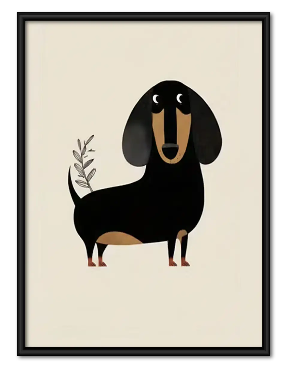 Black Dachshund Carrying a Branch Wall Art 1