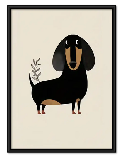 Black Dachshund Carrying a Branch Wall Art