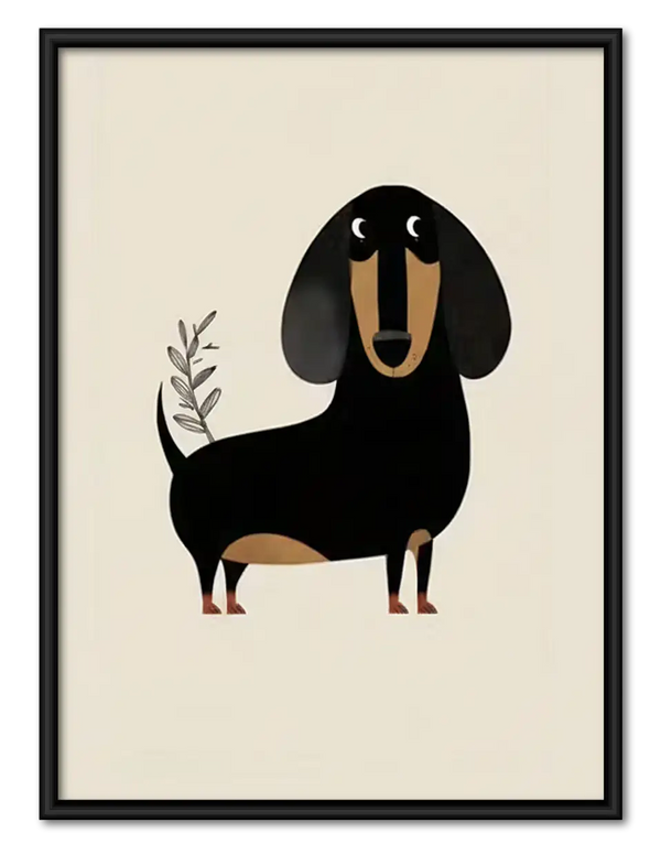 Black Dachshund Carrying a Branch Wall Art