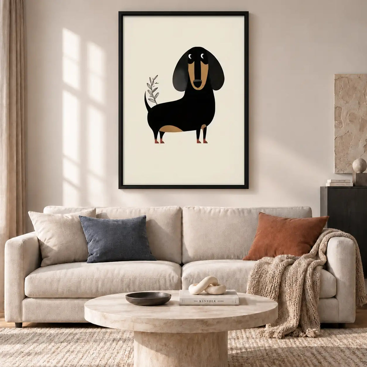 Black Dachshund Carrying a Branch Wall Art 2