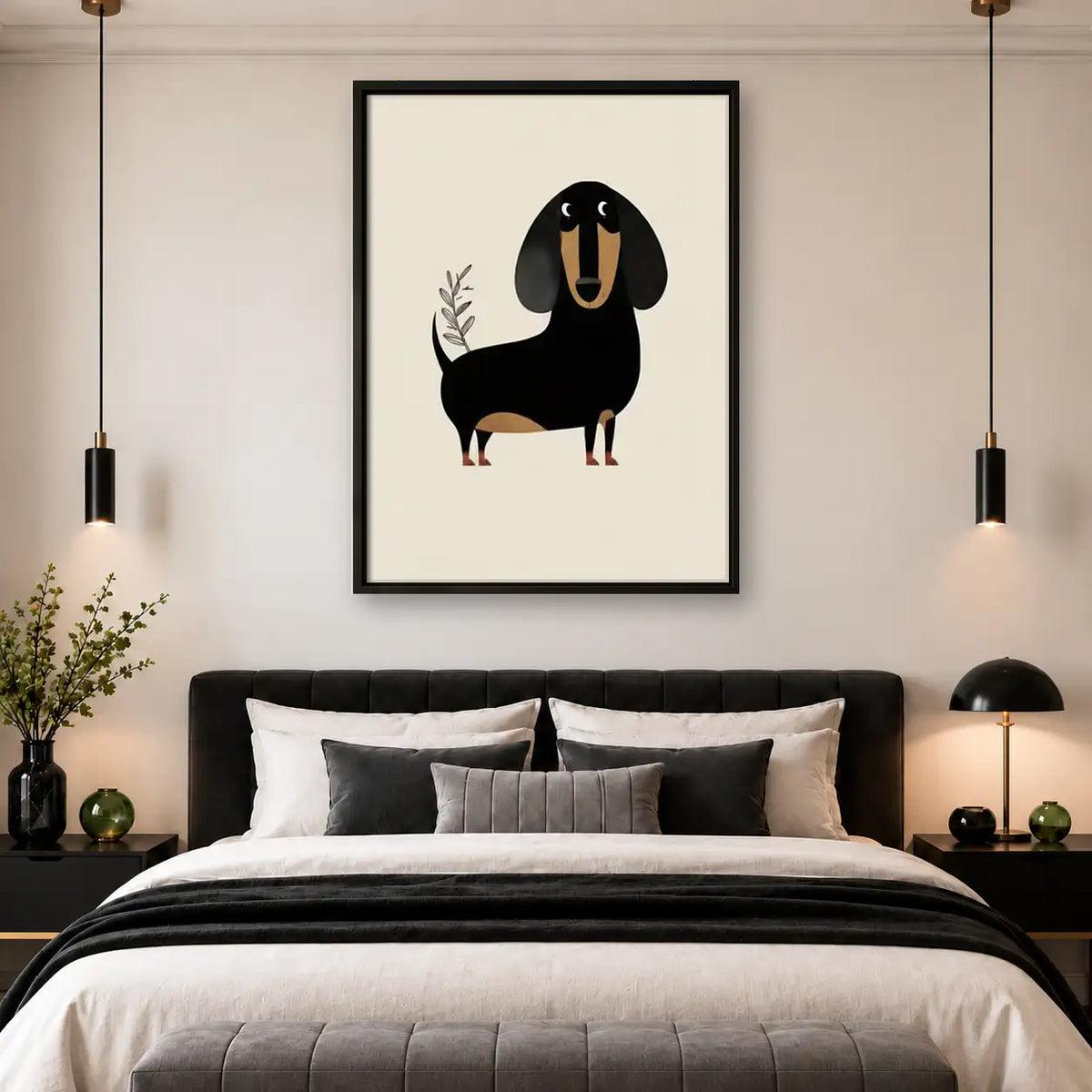 Black Dachshund Carrying a Branch Wall Art 4