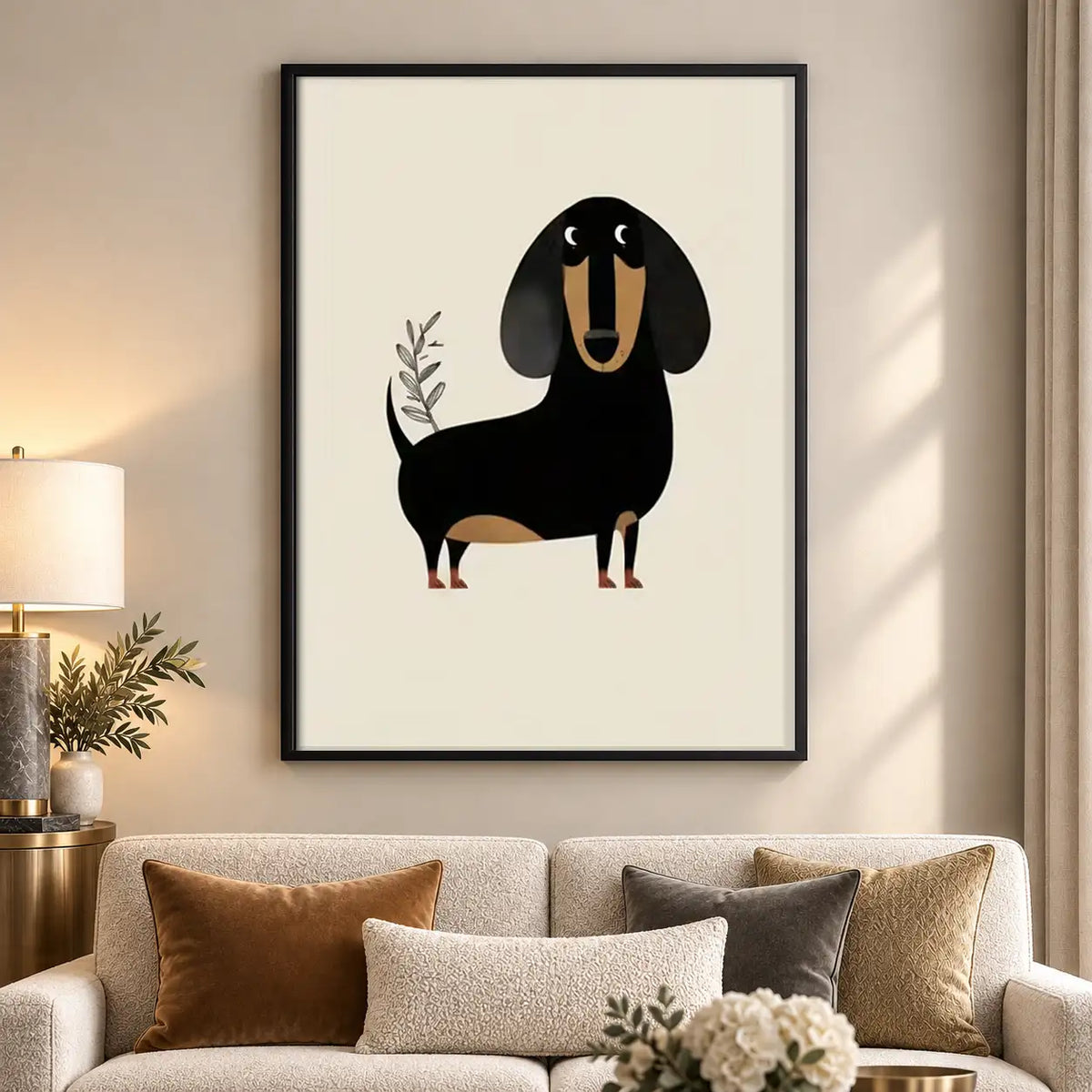 Black Dachshund Carrying a Branch Wall Art 5