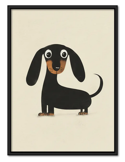 Black Dachshund Character Wall Art
