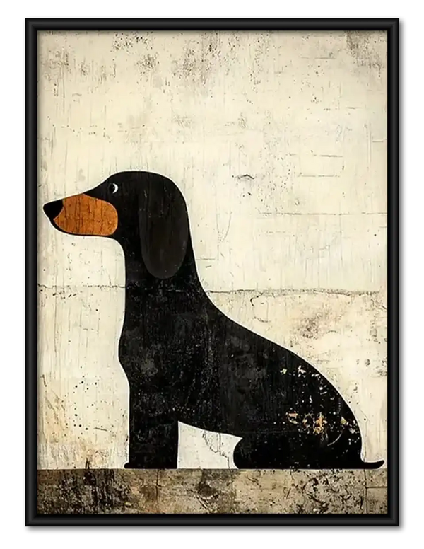 Black Dachshund Minimal Portrait Wall Art
