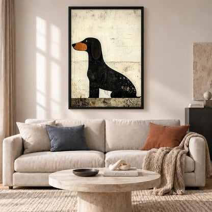 Black Dachshund Minimal Portrait Wall Art 2