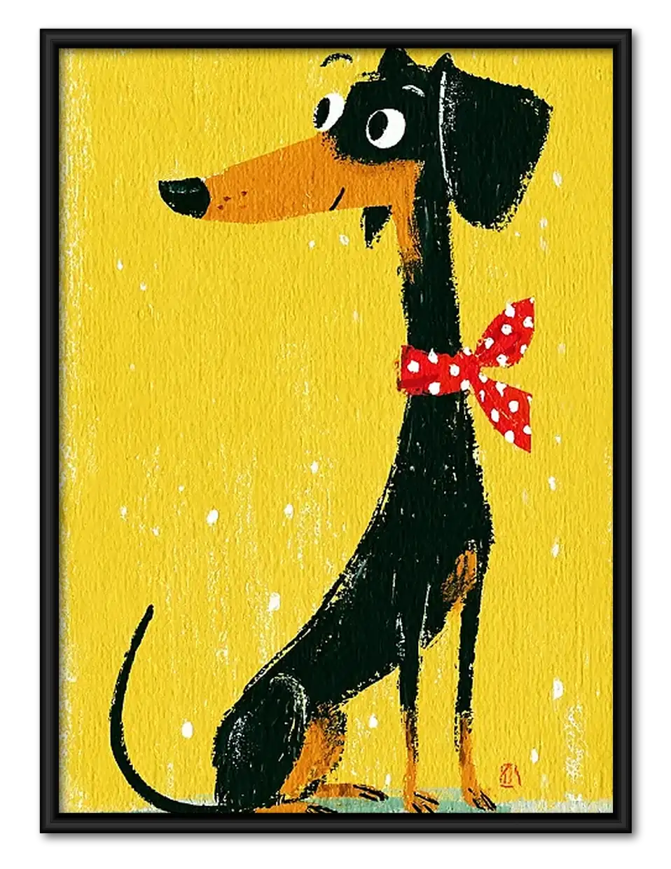 Black Dachshund with Red Bow Tie Wall Art 1