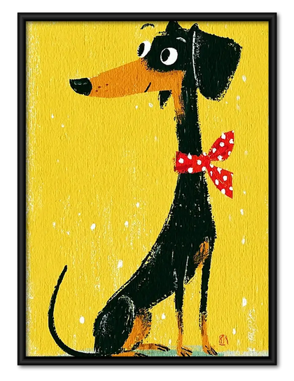 Black Dachshund with Red Bow Tie Wall Art