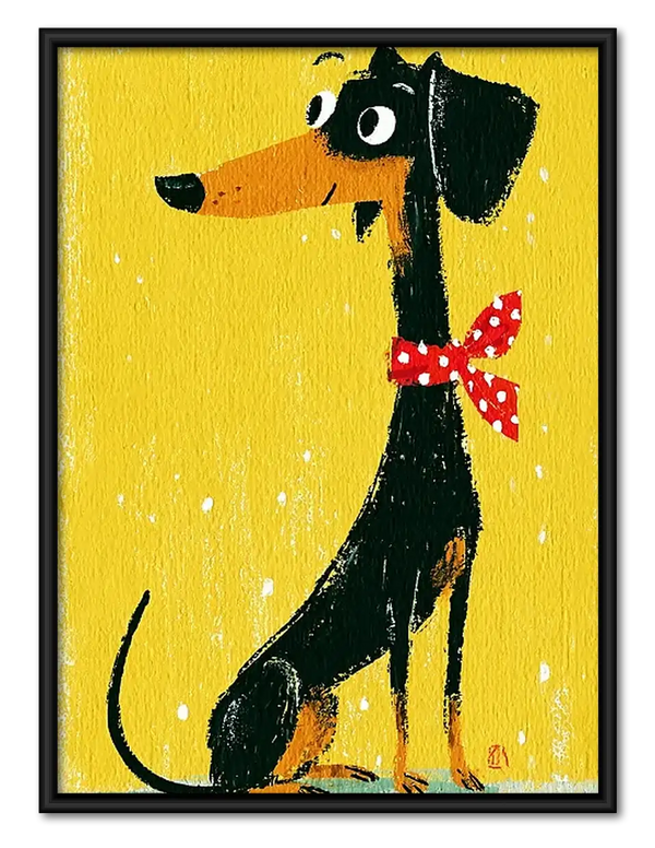 Black Dachshund with Red Bow Tie Wall Art